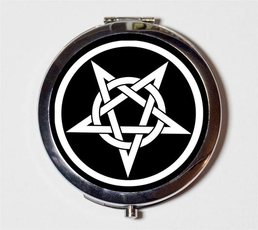 Pentagram Compact Mirror - Occult Magick Heavy Metal - Make Up Pocket Mirror for Cosmetics