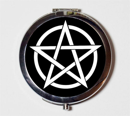 Witch Pentacle Compact Mirror - Occult Witchcraft Witchy Wicca Magick - Make Up Pocket Mirror for Cosmetics