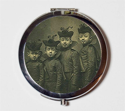 Victorian Devil Boys Compact Mirror - Halloween Costume Oddity Goth Macabre - Make Up Pocket Mirror for Cosmetics