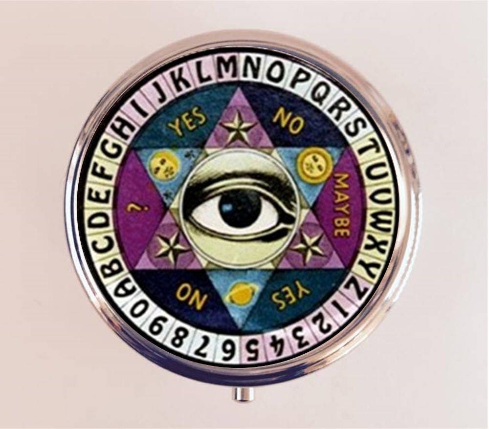 Eye Ouija Board Pill Box Case Pillbox Holder Trinket Stash Box Goth Spirit Occult Gothic