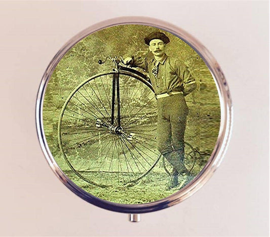 High Wheel Bike Pill Box Case Pillbox Holder Trinket Stash Box Victorian Bicycle Antique Photography