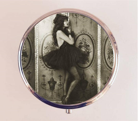 Flapper Ziegfeld Follies Pill Box Case Pillbox Holder Trinket Stash Box Art Deco Jazz Age Roaring 1920s Ballerina Tutu