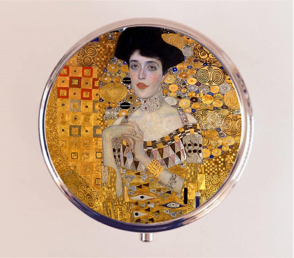 Klimt Adele Pill Box Case Pillbox Holder Trinket Stash Box Gustav Fine Art Painting