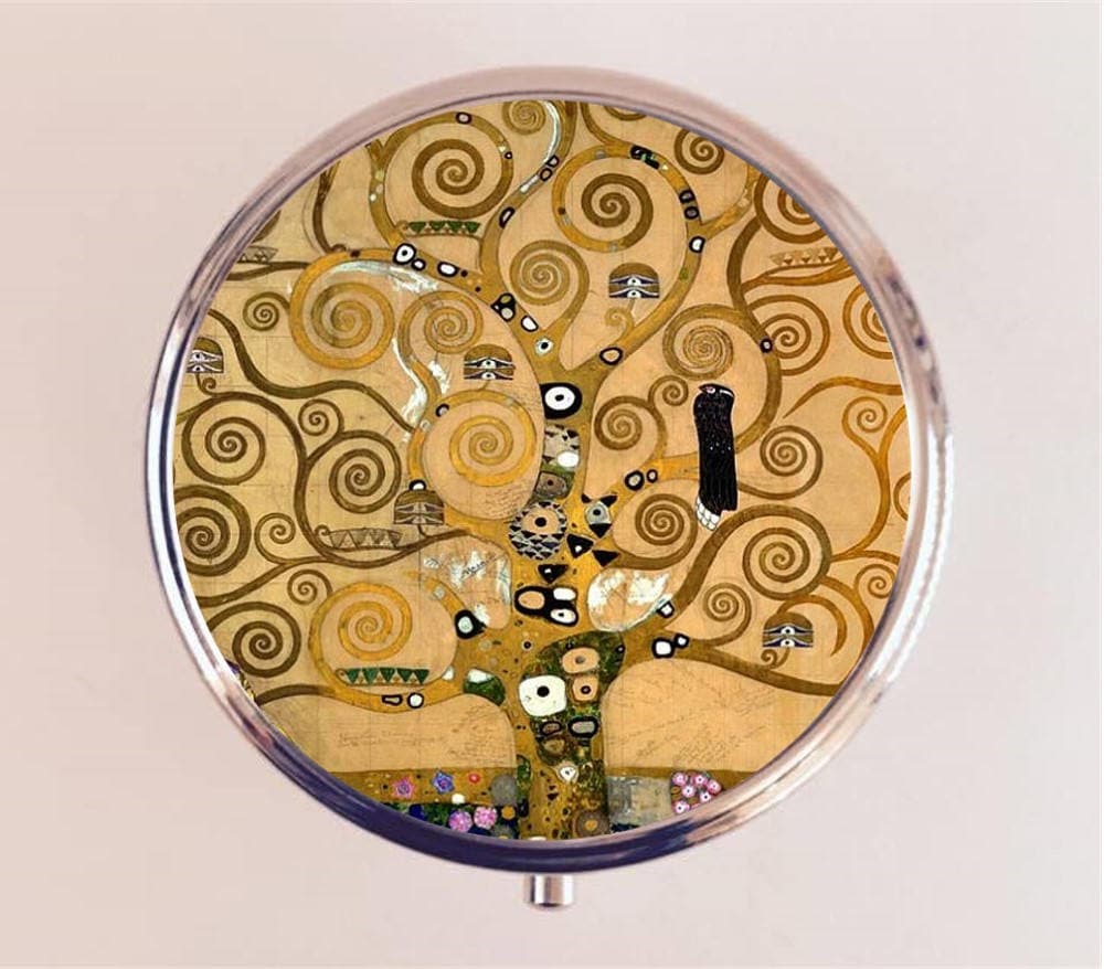 Klimt Tree of Life Pill Box Case Pillbox Holder Trinket Stash Box Gustav Fine Art Painting