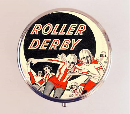 Roller Derby Pill Box Case Pillbox Holder Trinket Stash Box Derby Girl Jammer