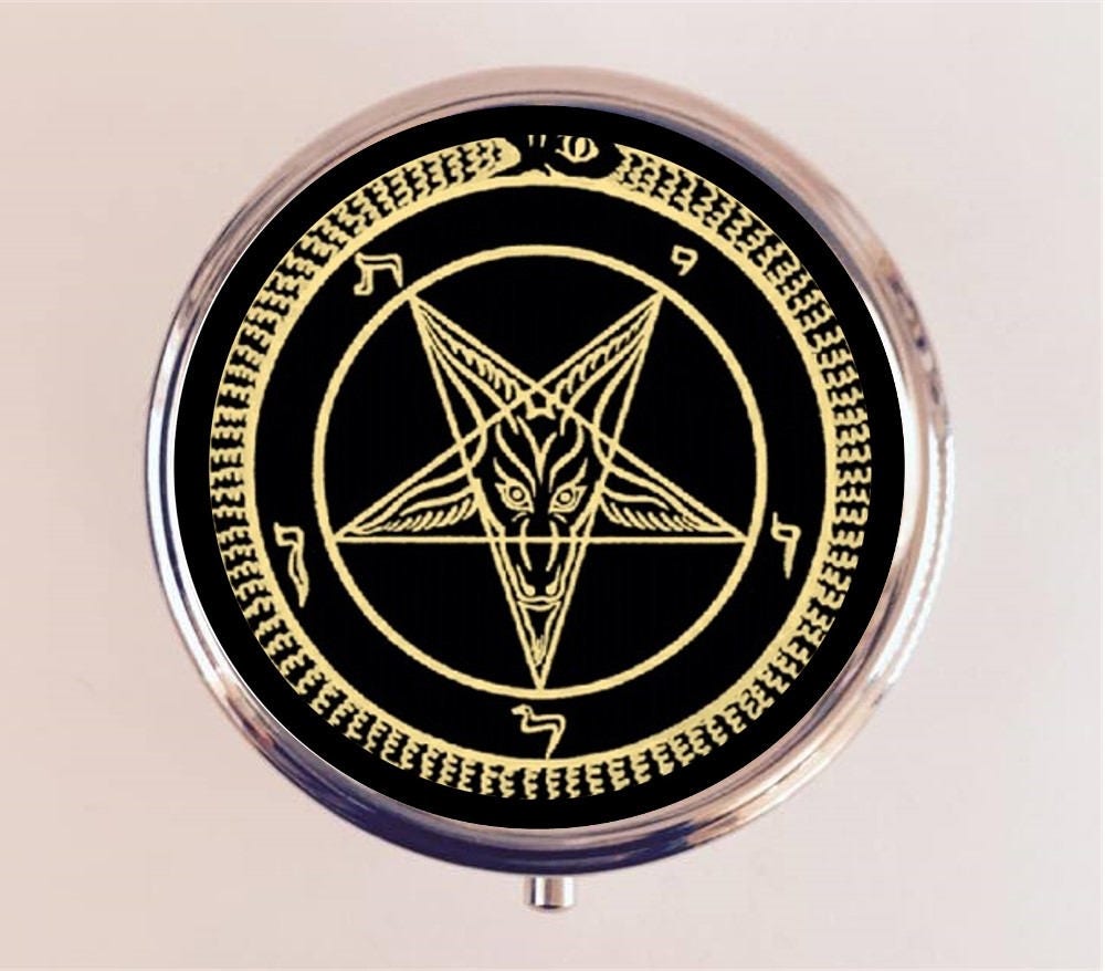 Pentagram Pill Box Case Pillbox Holder Trinket Stash Box Heavy Metal Occult