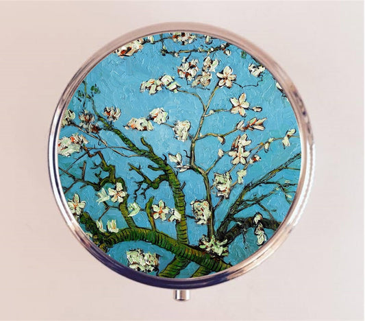 Almond Blossoms Pill Box Case Pillbox Holder Trinket Stash Box Vincent Van Gogh Fine Art Painting