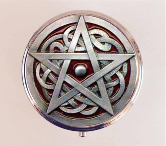 Wicca Pentacle Pill Box Case Pillbox Holder Trinket Stash Box Wiccan Witchcraft Occult