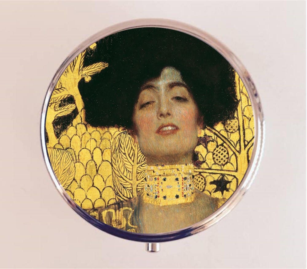 Gustav Klimt Judith Pill Box Case Pillbox Holder Trinket Stash Box Fine Art Painting