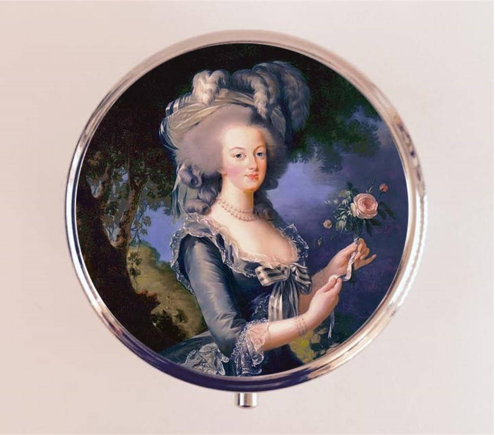 Marie Antoinette Pill Box Case Pillbox Holder Trinket Stash Box French Revolution Queen Royalty