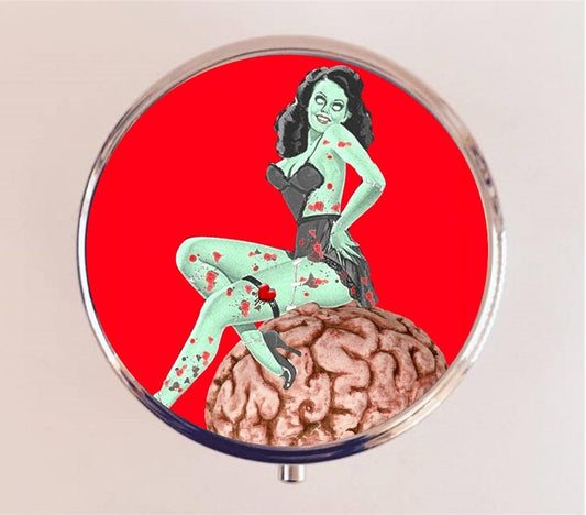 Zombie Pin Up Pill Box Case Pillbox Holder Trinket Box Pinup Girl Rockabilly Psychobilly Horror Zombies