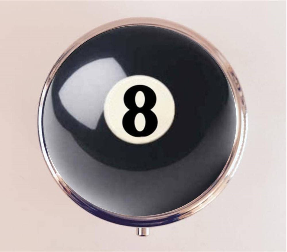 Eightball Pill Box Case Pillbox Holder Stash Trinket Box Pop Art Retro Kitsch Billiards Pool