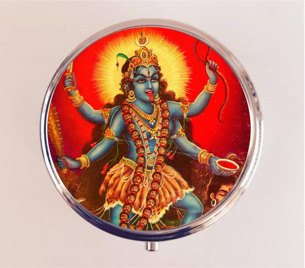 Kali Hindu Pill Box Case Pillbox Holder Stash Trinket Box Hinduism Goddess