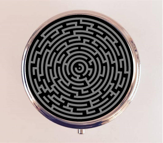 Labyrinth Maze Pill Box Case Pillbox Holder Stash Trinket Box Pop Art