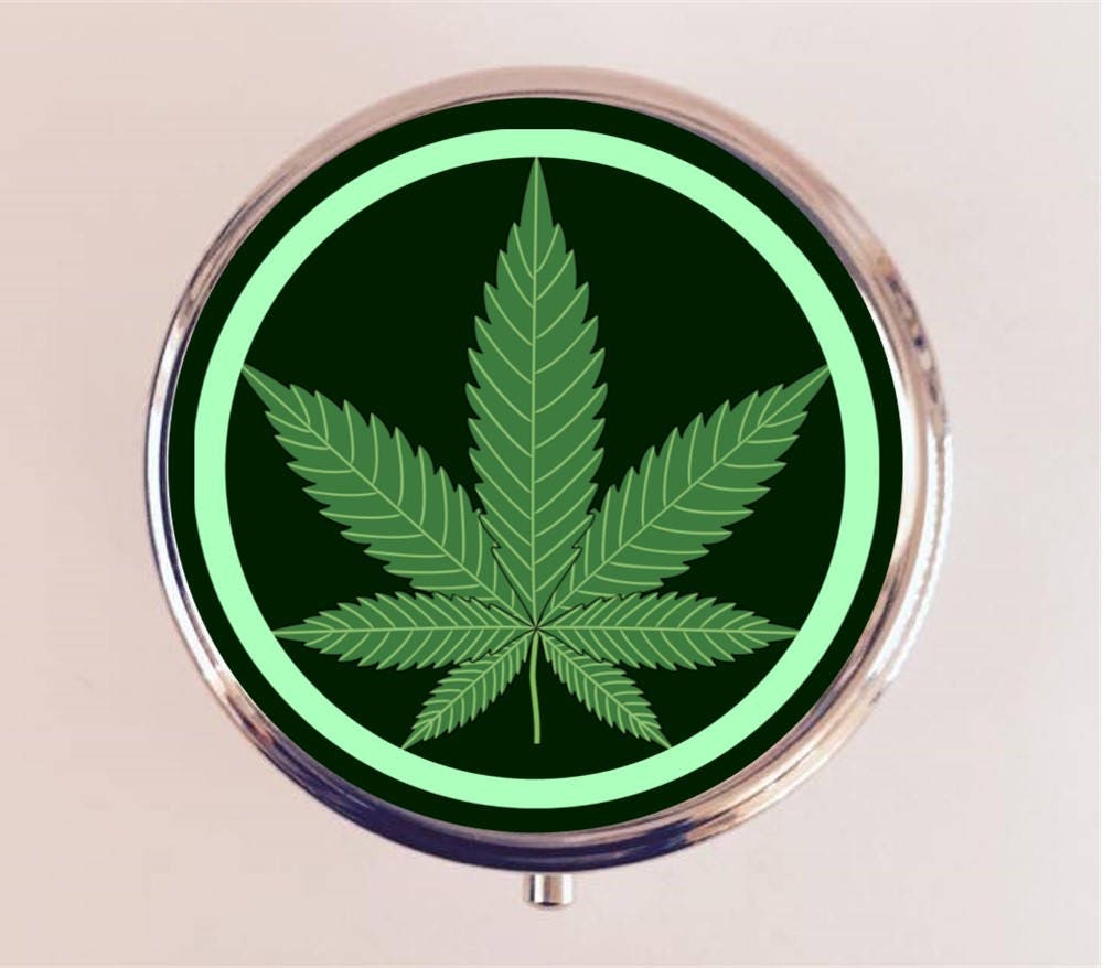 Marijuana Leaf Pill Box Case Pillbox Holder Stash Trinket Box Pot Stoner Weed Cannabis Smoking