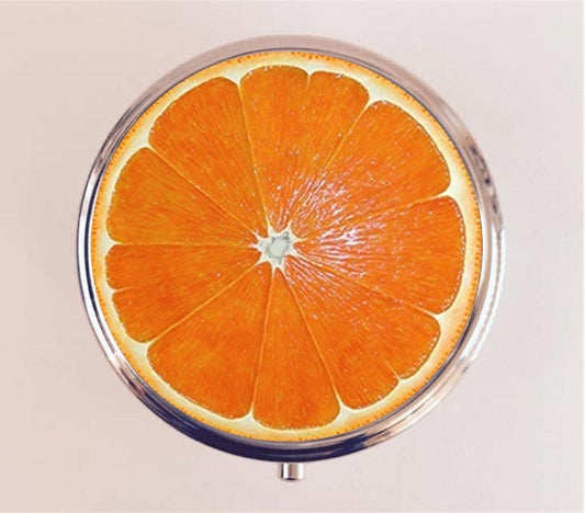 Orange Slice Pill Box Case Pillbox Holder Stash Trinket Box Pop Art Fruit