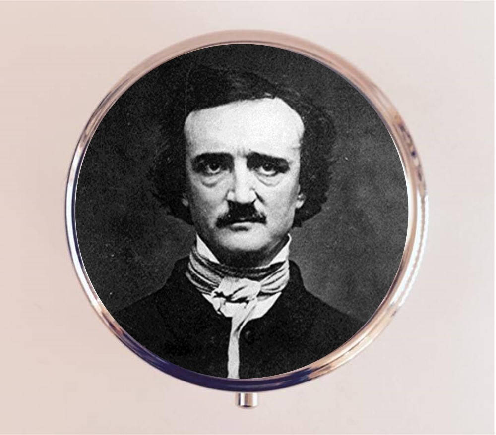 Edgar Allan Poe Pill Box Case Pillbox Holder Stash Trinket Box Goth Literary Author Gift for English Major