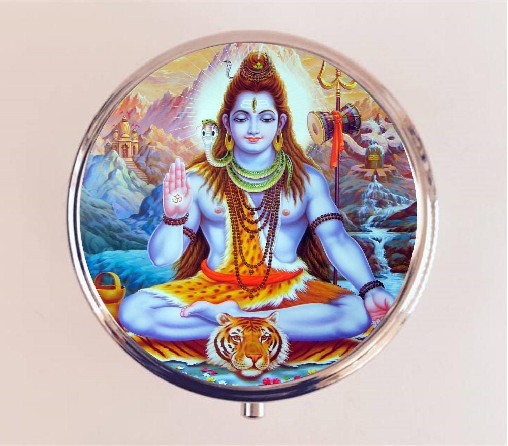 Shiva Hindu Pill Box Case Pillbox Holder Stash Trinket Box Hinduism Metaphysical Religion