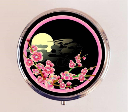 Sakura Cherry Blossom Pill Box Case Pillbox Holder Stash Trinket Box Japanese Japan Asian Art