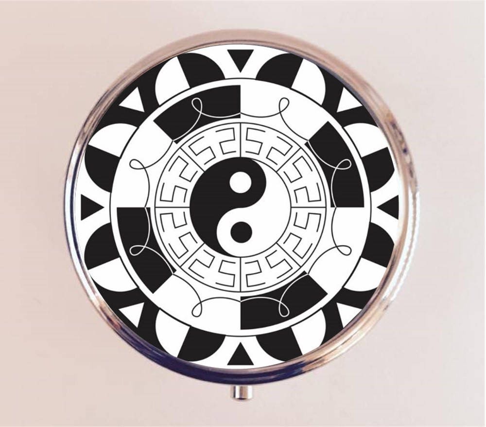 Yin Yang Mandala Pill Box Case Pillbox Holder Stash Trinket Box Mystical New Age Metaphysical