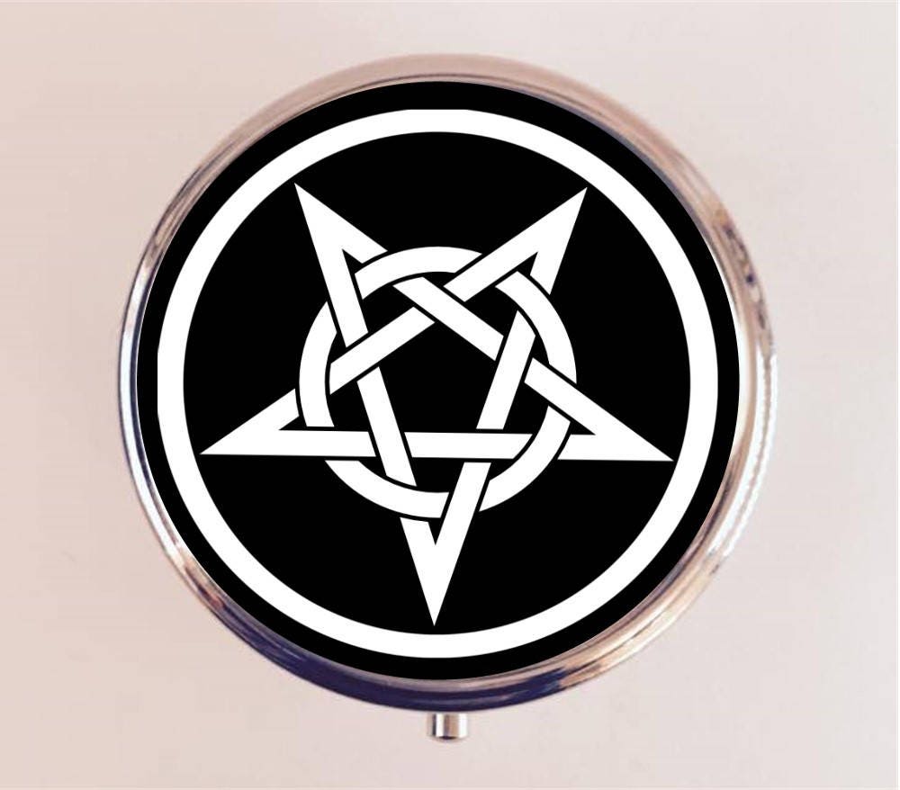 Pentagram Pill Box Case Pillbox Holder Stash Trinket Box Occult Heavy Metal Magick