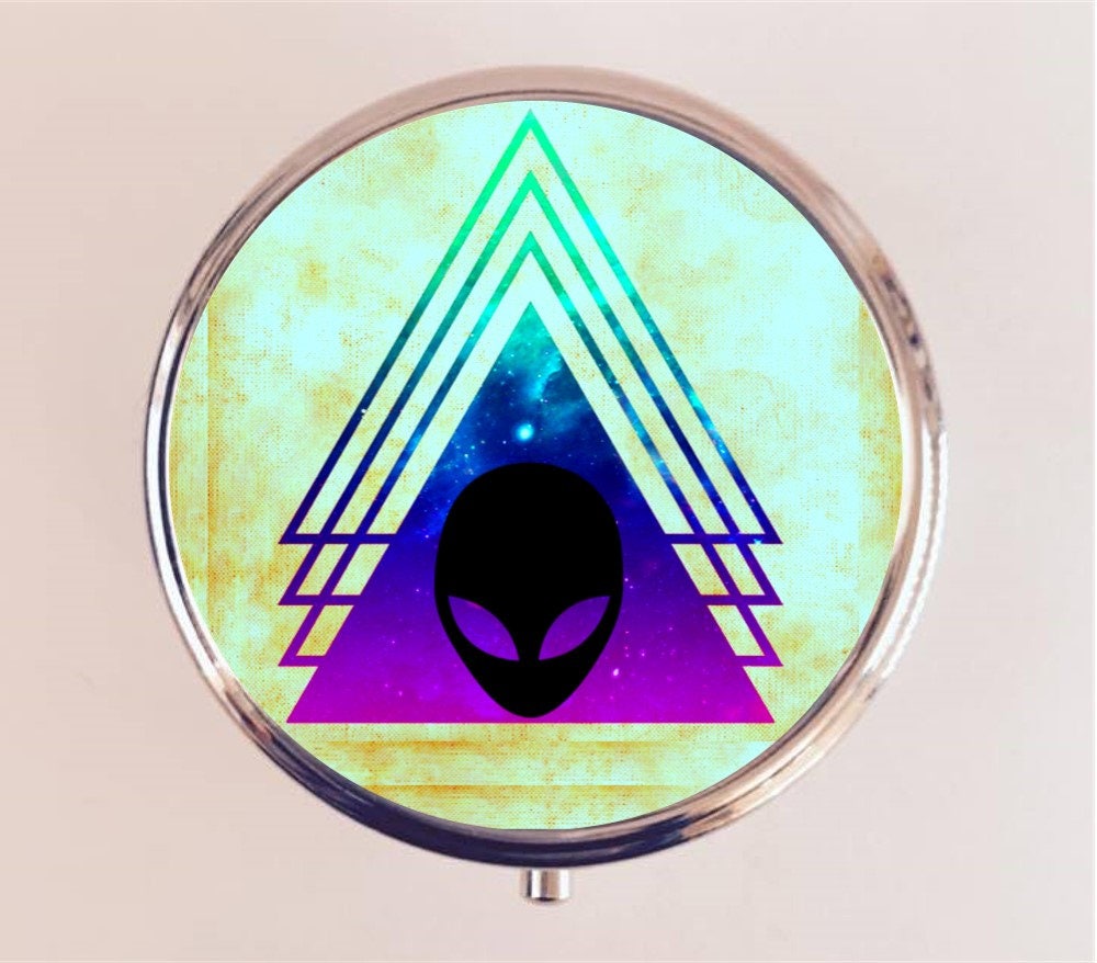 Occult Alien Pill Box Case Pillbox Holder Stash Trinket Box Trippy Psychedelic Music Festival