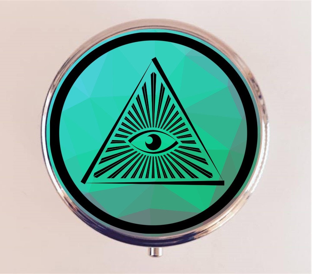 All Seeing Eye Pill Box Case Pillbox Holder Stash Trinket Box Trippy Psychedelic Masonic Pyramid Third Eye Occult