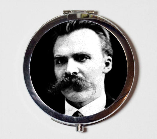 Friedrich Nietzsche Compact Mirror - Existentialism Existentialist Nihilism Philosopher - Make Up Pocket Mirror for Cosmetics