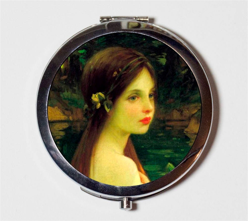 Mermaid Nymph Compact Mirror - Nautical Siren Fairy Tale Fairytale - Make Up Pocket Mirror for Cosmetics