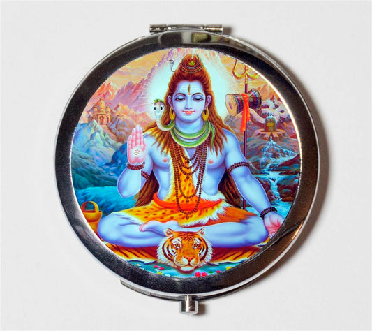 Shiva Compact Mirror - Hinduism God Spiritual Spirituality New Age Metaphysical - Make Up Pocket Mirror for Cosmetics