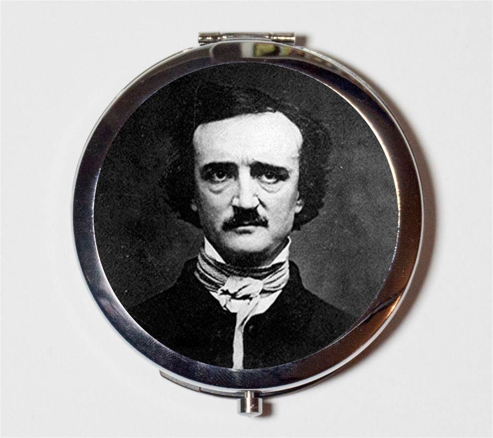 Edgar Allan Poe Compact Mirror - Author Literary The Raven Writer - Make Up Pocket Mirror for Cosmetics