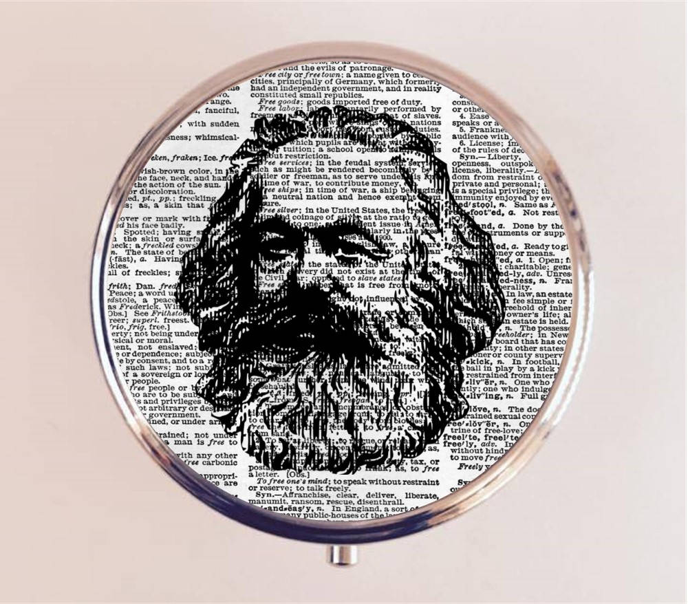 Karl Marx Pill Box Case Pillbox Holder Trinket Stash Box Communist Communism Philosopher Socialism