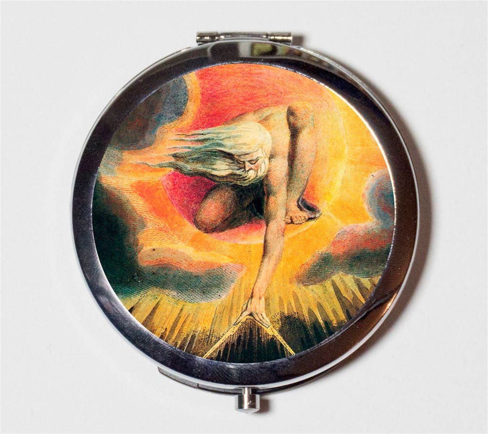 William Blake Ancient Days Compact Mirror - Painting Poet Poetry - Make Up Pocket Mirror for Cosmetics