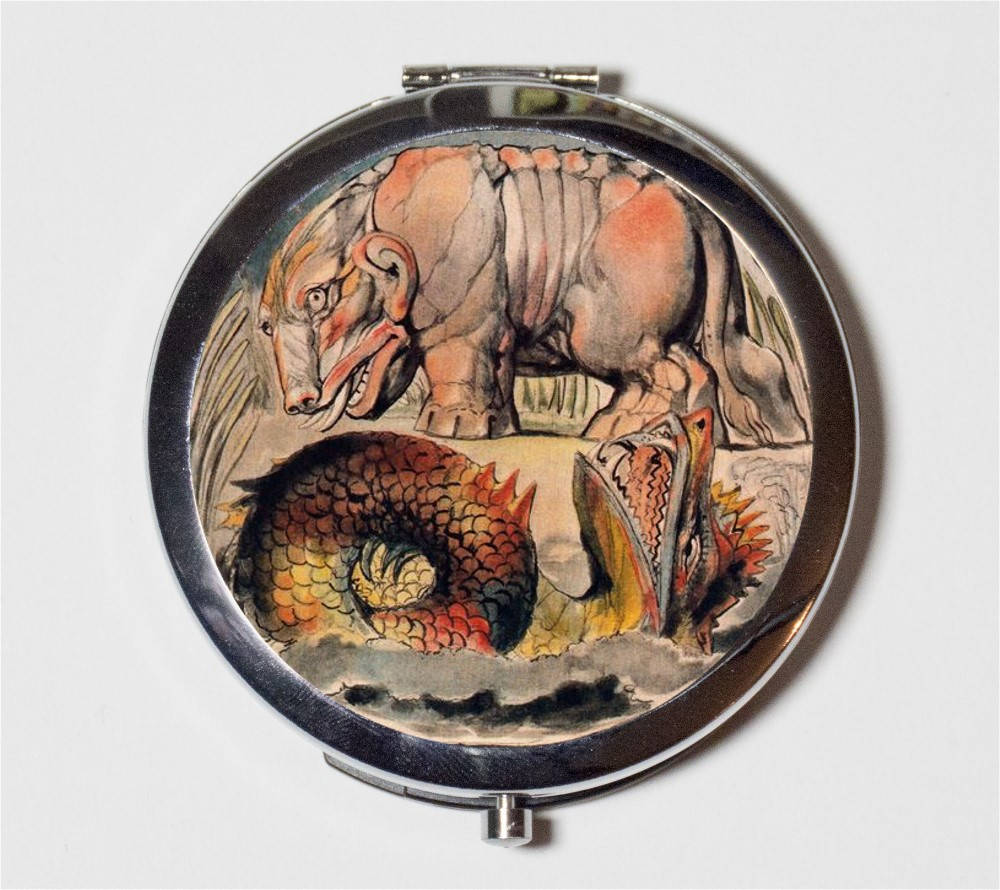 William Blake Behemoth and Leviathan Compact Mirror - Painting Poet Poetry - Make Up Pocket Mirror for Cosmetics