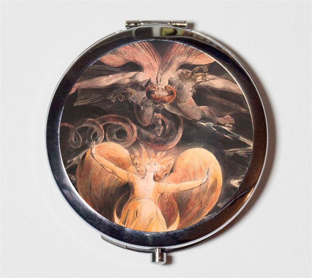 William Blake Red Dragon Compact Mirror - Painting Poet Poetry - Make Up Pocket Mirror for Cosmetics