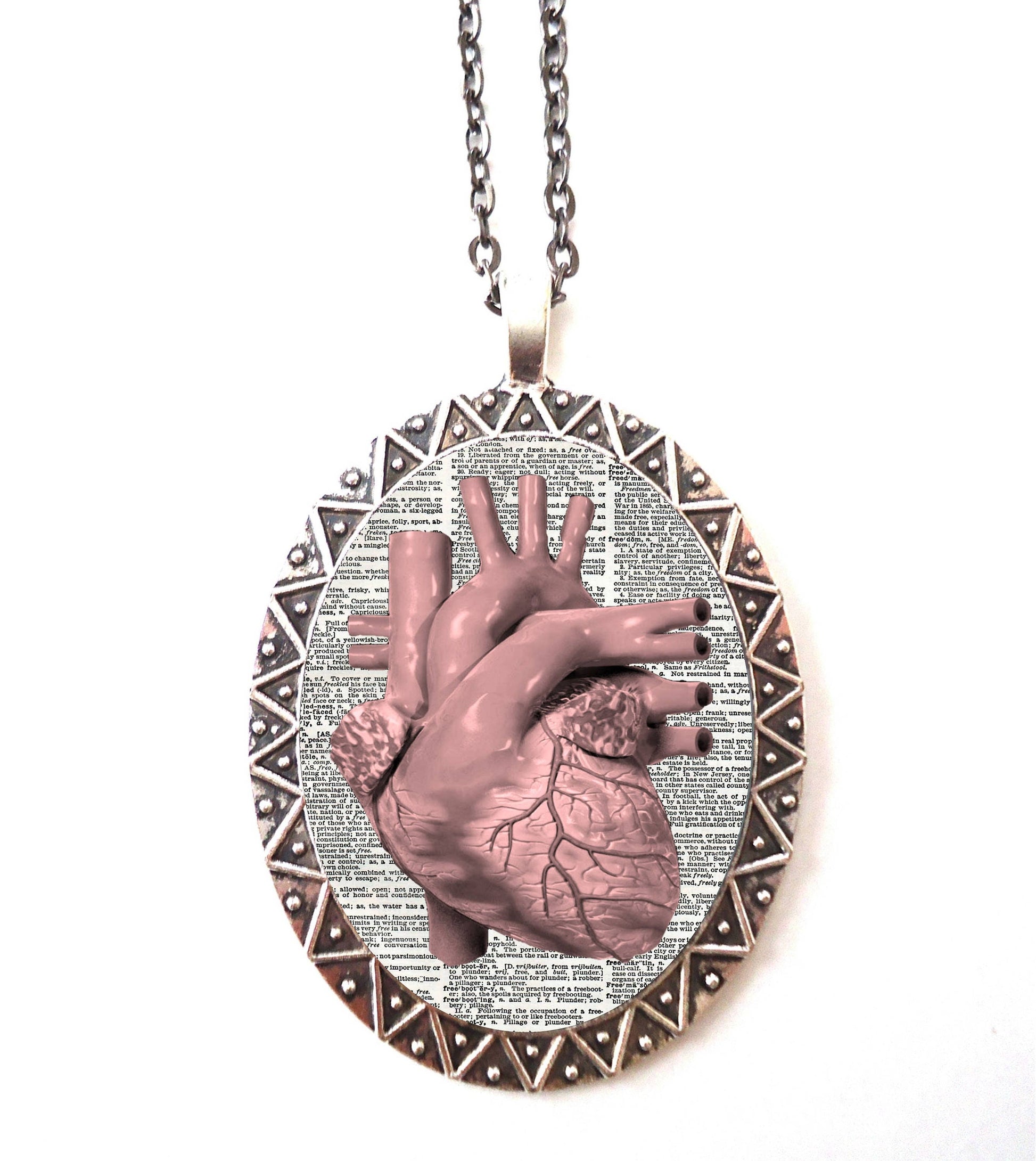 Anatomical Heart Necklace Pendant Silver Tone - Anatomy Medical Oddity Medicine Cardiology