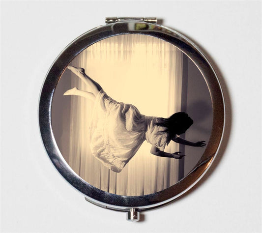 Floating Woman Compact Mirror - Flying Surreal Surrealism - Make Up Pocket Mirror for Cosmetics