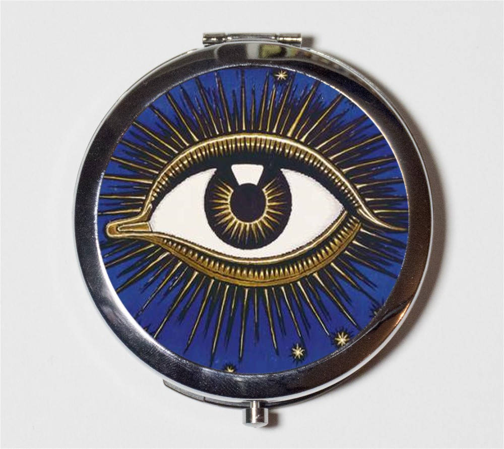 All Seeing Eye Compact Mirror - Franz Von Stuck Occult Illuminati - Make Up Pocket Mirror for Cosmetics