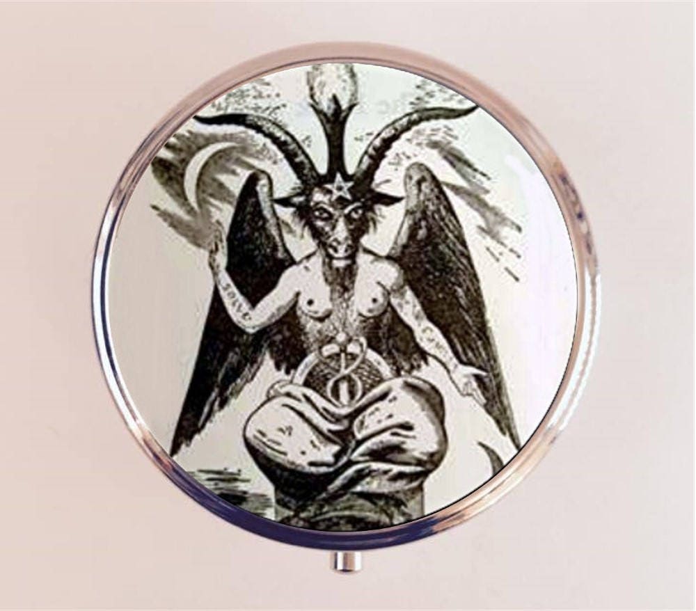 Baphomet Pill Box Case Pillbox Holder Trinket Stash Box Occult Pagan Magick Witchcraft Goat Witchy