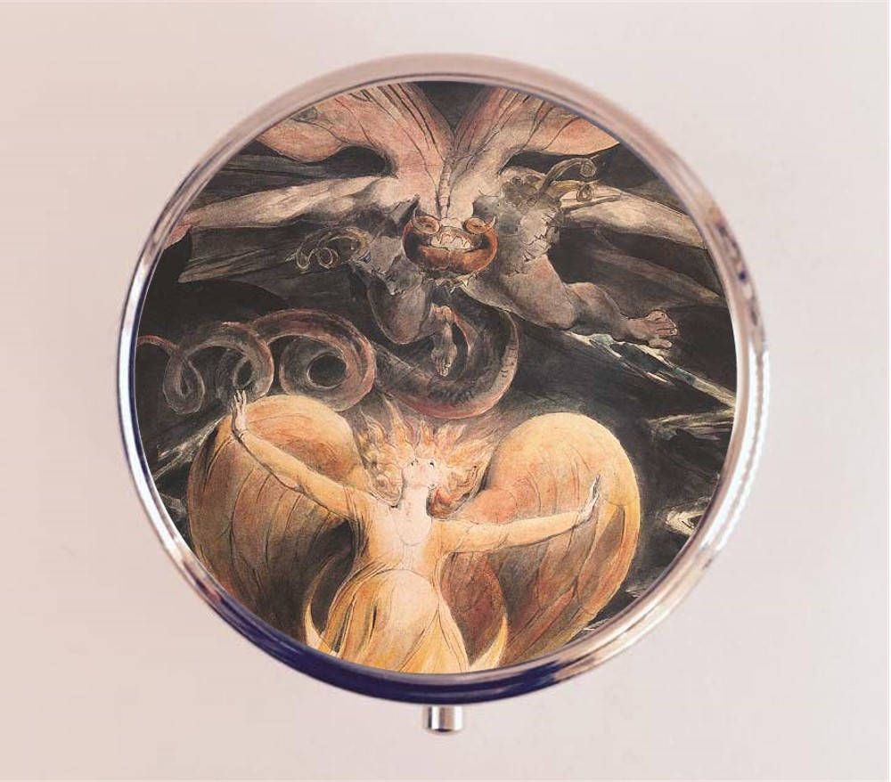 William Blake Pill Box Case Pillbox Holder Trinket Stash Box Red Dragon Fine Art Painting Poet