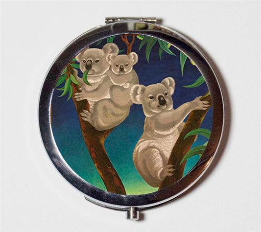 Koala Bear Compact Mirror - Australia Australian Travel Poster Retro - Make Up Pocket Mirror for Cosmetics