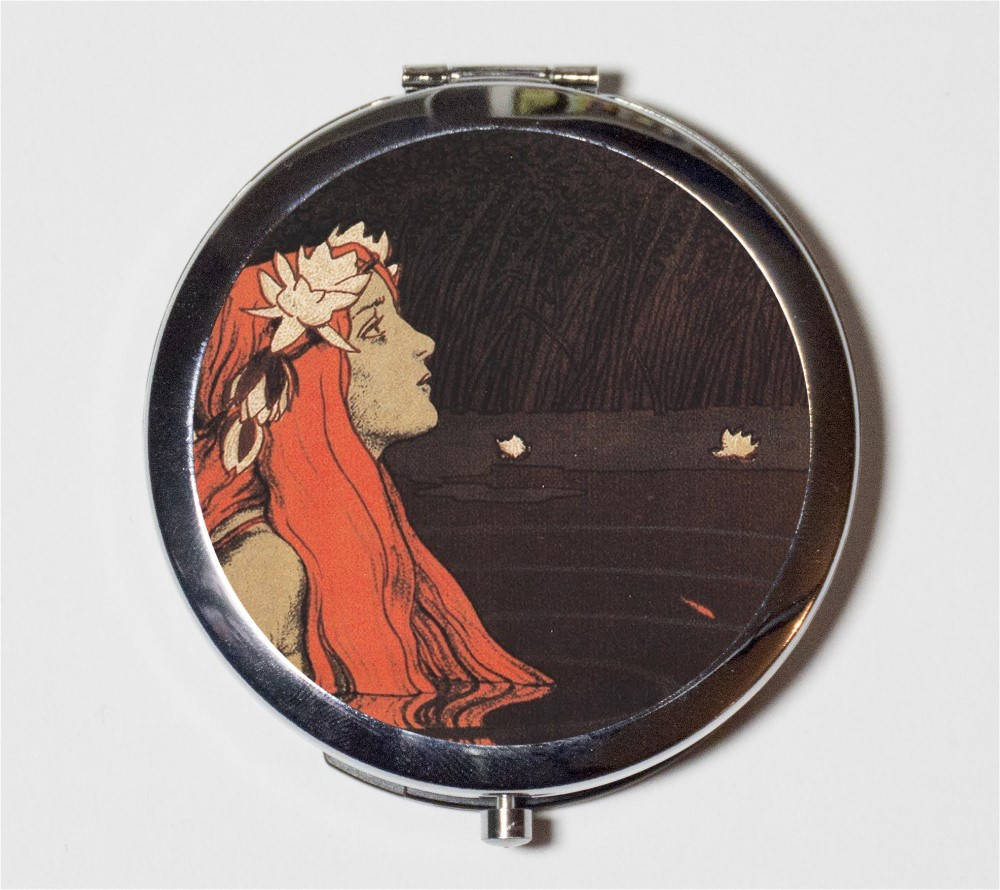 Mermaid Nymph Compact Mirror - Boho Fantasy - Make Up Pocket Mirror for Cosmetics