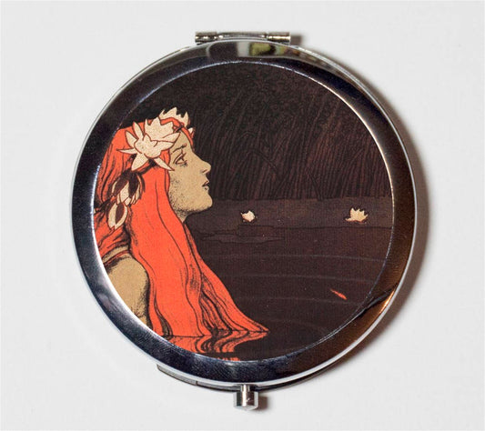 Mermaid Nymph Compact Mirror - Boho Fantasy - Make Up Pocket Mirror for Cosmetics