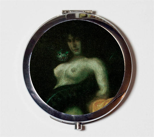 Snake Woman Compact Mirror - Franz Von Stuck Goth V2 Fine Dark Art Painting - Make Up Pocket Mirror for Cosmetics