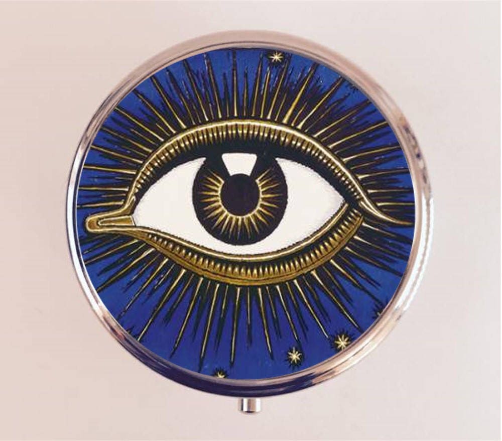 All Seeing Eye Pill Box Case Pillbox Holder Trinket Stash Box Occult Franz Von Stuck Illuminati