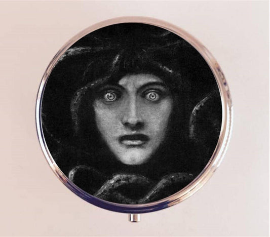 Medusa Pill Box Case Pillbox Holder Trinket Stash Box Franz Von Stuck Fine Dark Art Painting Snake Woman