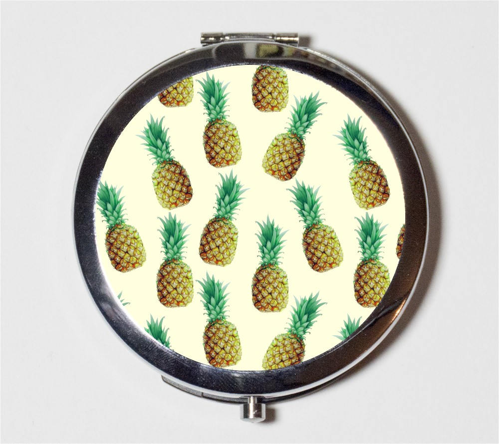 Pineapple Compact Mirror - Fruit Fruits Tropical - Make Up Pocket Mirror for Cosmetics