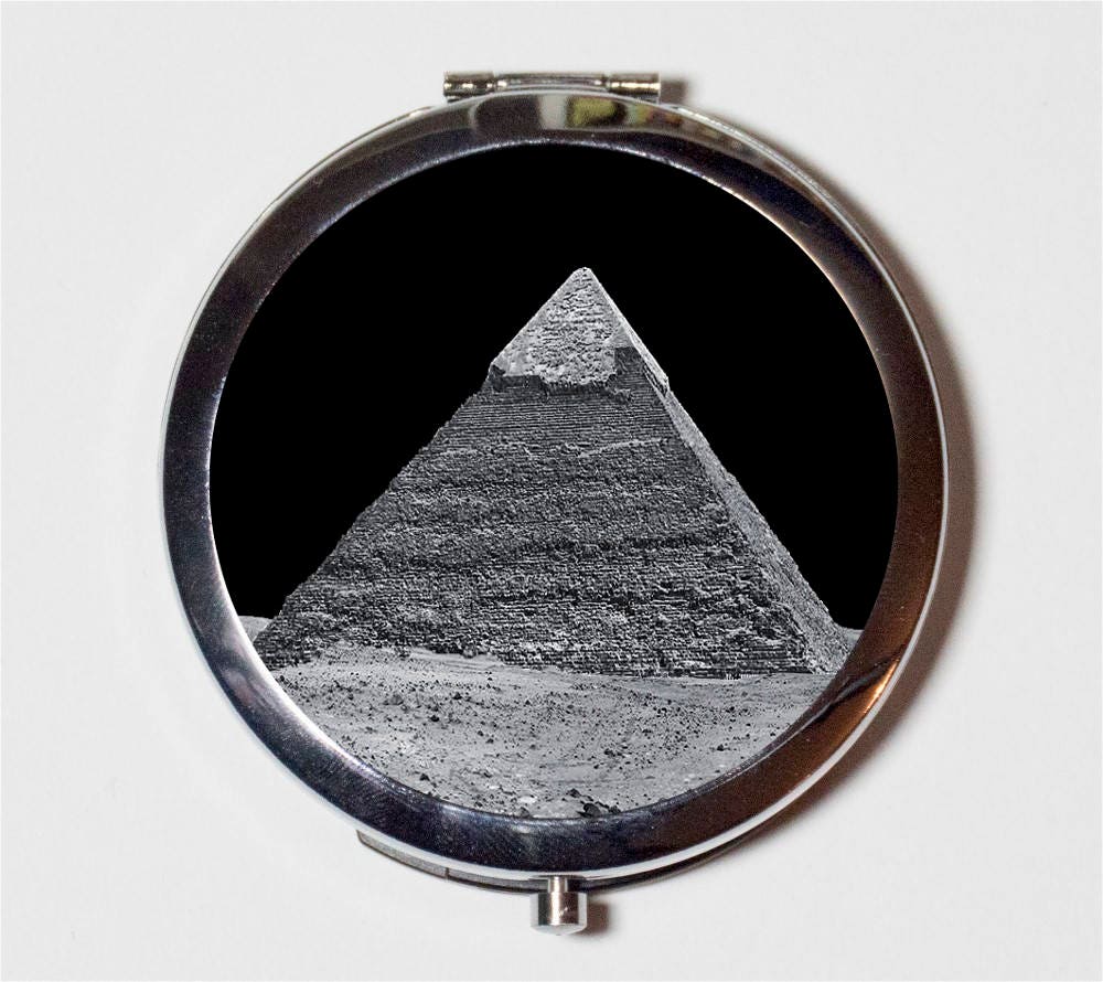 Pyramid Outerspace Compact Mirror - Trippy Psychedelic Egyptian - Make Up Pocket Mirror for Cosmetics