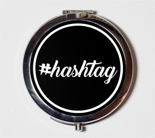 Hashtag Compact Mirror - Social Media Funny - Make Up Pocket Mirror for Cosmetics