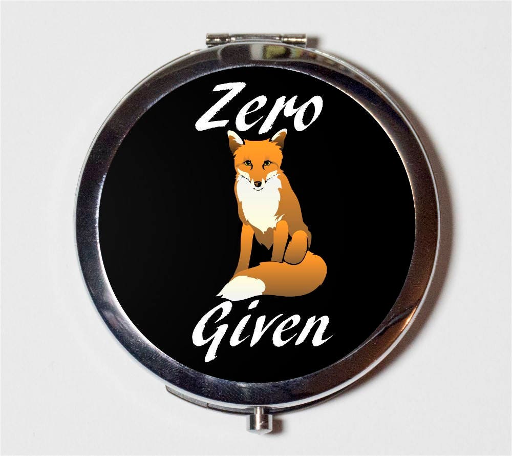 Zero Fox Given Compact Mirror - Funny Humor Animal Pop Art Pun - Make Up Pocket Mirror for Cosmetics